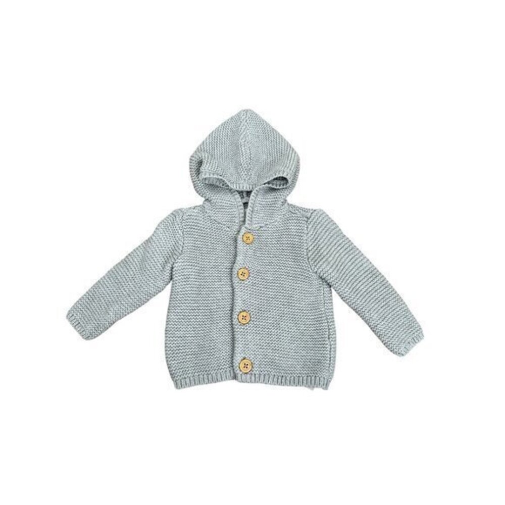 Baby Hooded Cardigan Sweater 6M Organic Cotton Knit By Little Planet